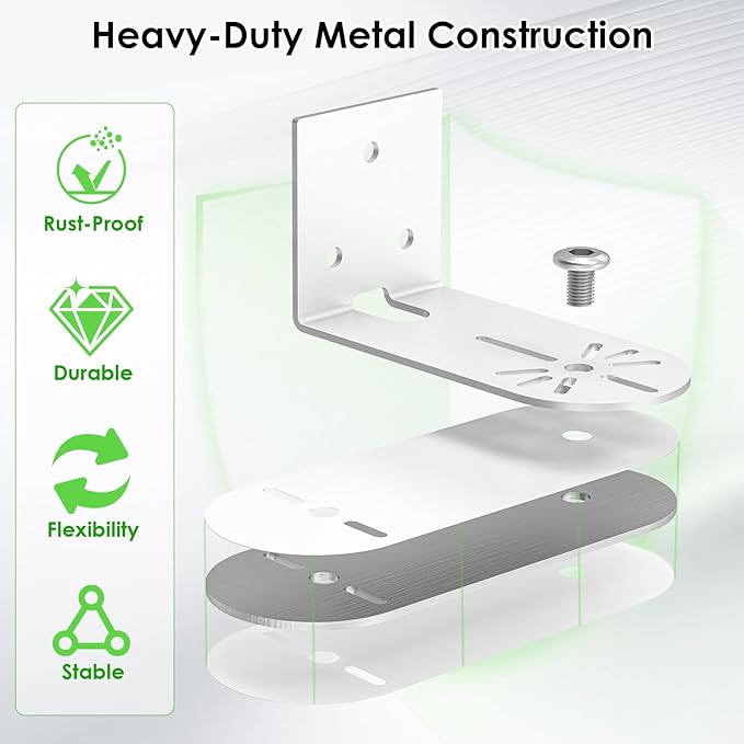 2Packs Adjustable Corner Mount Bracket for Arlo Essential Indoor /Outdoor Pan Tilt Security Camera, Metal Wall Mount with Coverage of 300° on Both Sides of House, Reduce Blind Spots, Keep 360° Swivel