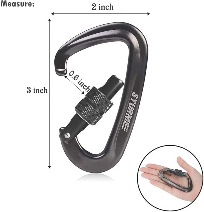 STURME 12kN (2697 lbs) Heavy Duty Locking Carabiner Clips for Outdoor, Camping, Hiking, Securing Pets, Hammock, Dog Leash Harness
