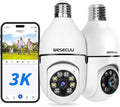 WESECUU 3K Light Bulb Security Camera -5G& 2.4GHz WiFi Security Cameras Wireless Outdoor Motion Detection and Alarm,Two-Way Talk,Color Night Vision,Human Detection, 500MP Ultra HD