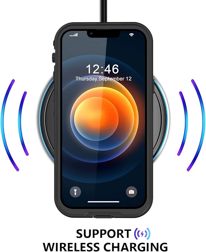 Protebox for iPhone 12 Pro Waterproof Case with Built-in Screen Protector, Shockproof Dustproof Full Body Protective IP68 Waterproof Phone Case for iPhone 12 Pro 6.1 inch (Black/Clear)