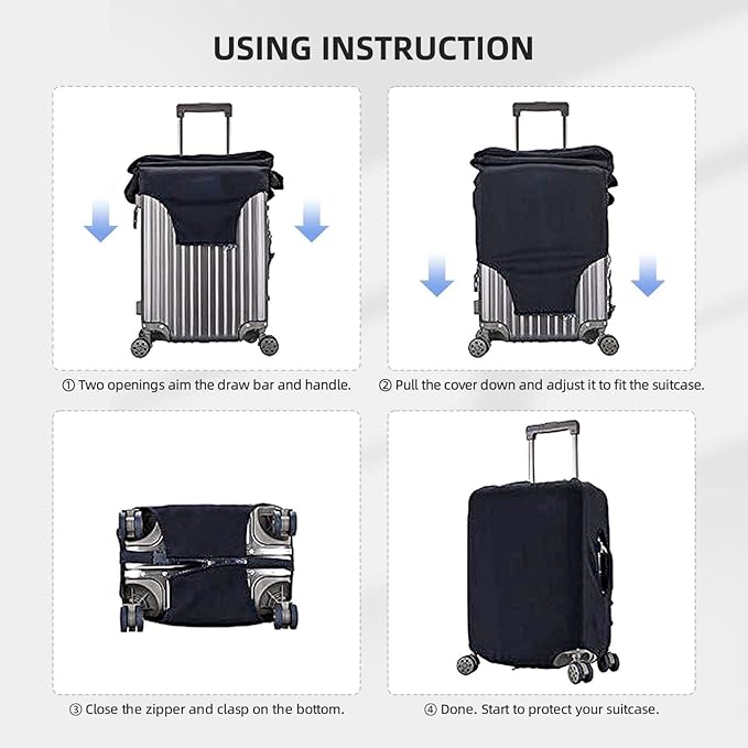 USA Landmarks Print Elastic Luggage Cover, Suitcase Protector For Travel (Fits 18-21 Inch Luggage)