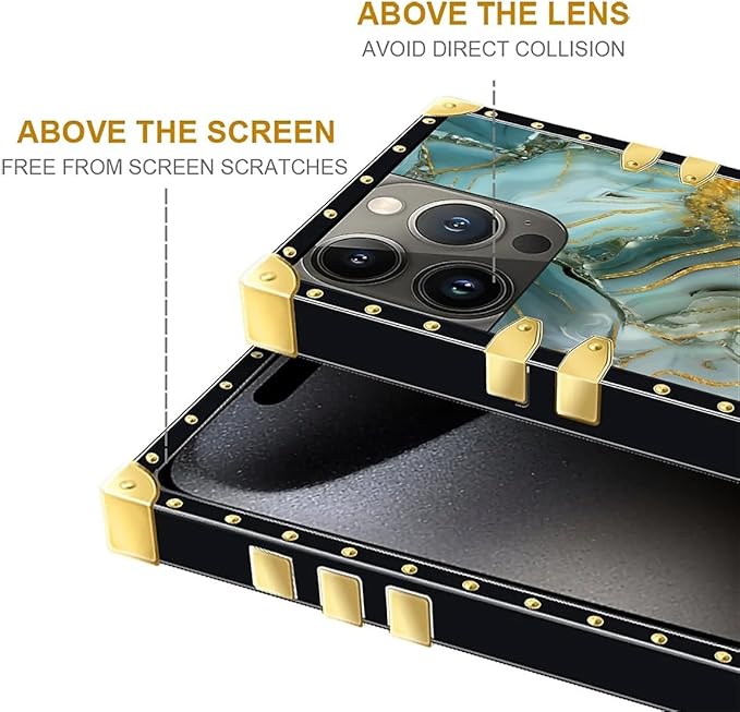 Compatible with iPhone 16 Pro Case, Golden Texture Marble Veining Luxury Golden Decoration for Girl Women Soft TPU Shockproof Protective Hard PC Back for iPhone 16 Pro
