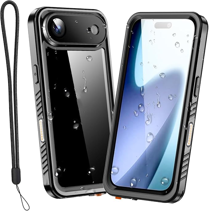 AICase Compatible with iPhone Air Case Waterproof, Clear Water Proof Built-in Screen Protector Shockproof Dustproof Snowproof Full Body Rugged Underwater Phone Case with Lanyard