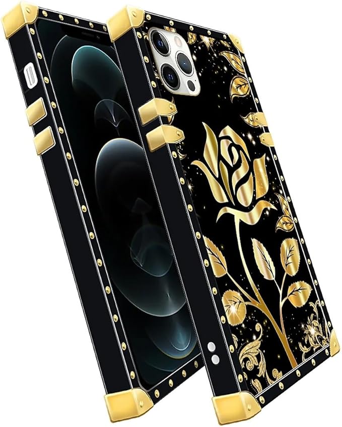 Compatible with iPhone 11 Pro Max Case, Shine Gold Rose Luxury Golden Decoration for Girl Women Soft TPU Shockproof Protective Hard PC Back for iPhone 11 Pro Max