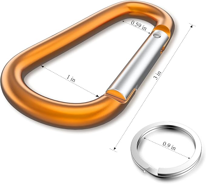 Carabiner Keychain Clip -3" Aluminum Carabiner D Ring, Caribeener Clips, Spring Snap Hook for Keychain Clip