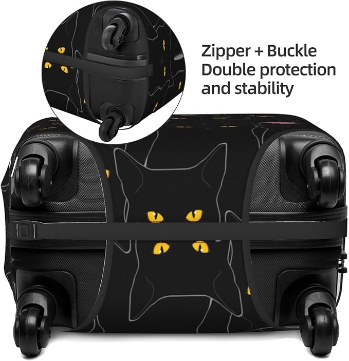 Black Cat Elastic Luggage Cover, Suitcase Protector For Travel (Fits 22-24 Inch Luggage)