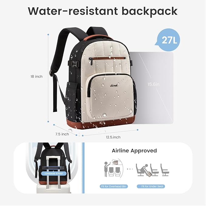 LOVEVOOK Laptop Backpack for Women with Giant Tumbler Holder Pocket,15.6 Inch Puffer Travel College Work Backpack Purse for Teacher Nurse,Casual Laptop Bag Computer Back Pack Daypack,White-Green-Black
