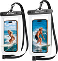 Hiearcool Waterproof Phone Pouch, Waterproof Phone Case with Crossbody Lanyard Compatible for iPhone 17 16 15 14 13 Pro Max Up to 8.3", Cellphone Dry Bag Travel Essentials for Beach -Clear-2Pack