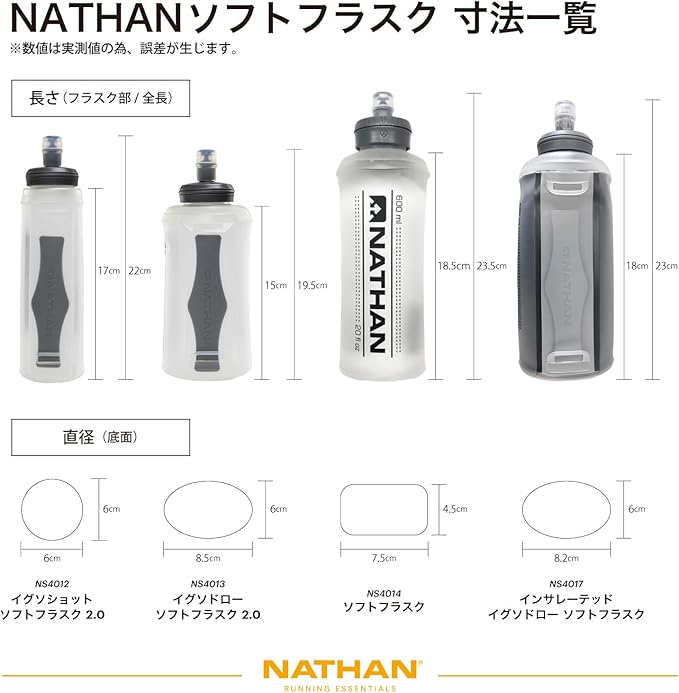 Nathan Soft Flask with Bite Top, Collapsible Running Water Bottle for Hydration, Flexible Soft Flask, 14 oz