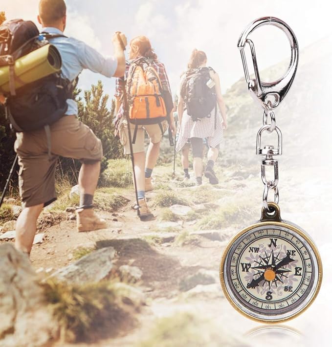 Pocket 2Pcs Outdoor Keychain Keychain for Camping Navigation Direction Tool