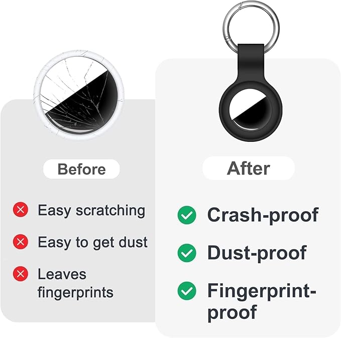 Linsaner [2 Pack] Case for AirTag 2nd Gen (2026) & 1st Gen, Silicone Holder Keychain Key Ring, Protective Cover for Air Tags, GPS Finder Accessories for Bags, Pets, Kids, Luggage, Black/Red