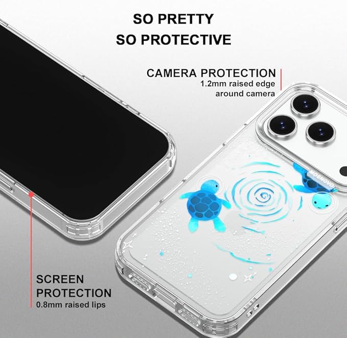 MOSNOVO for iPhone 17 Pro Case | Military Grade 6.6ft Drop Tested | Camera Control | Clear with Space Turtle Design