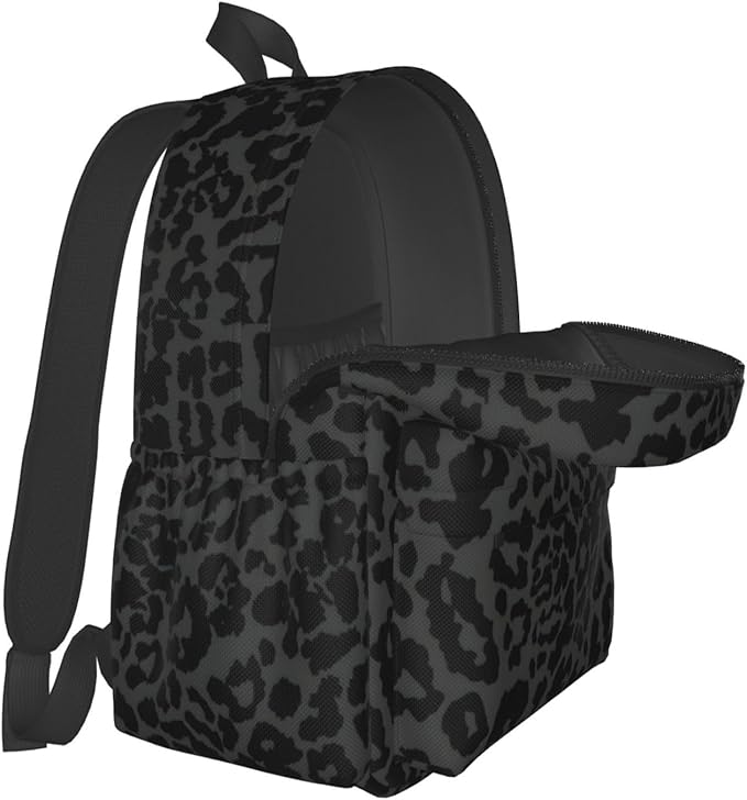 cfpolar 17 Inch Backpack Dark Gray Cheetah Leopard Print Laptop Bag Shoulder Bag School Bookbag Casual Daypack For Boys Girls