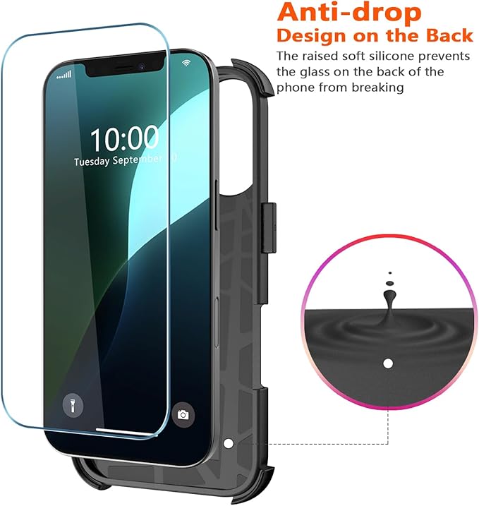 for iPhone 16 Case [Shockproof] [Dropproof] [with Screen Protector ] Heavy Duty Protection Phone Case Cover - Black