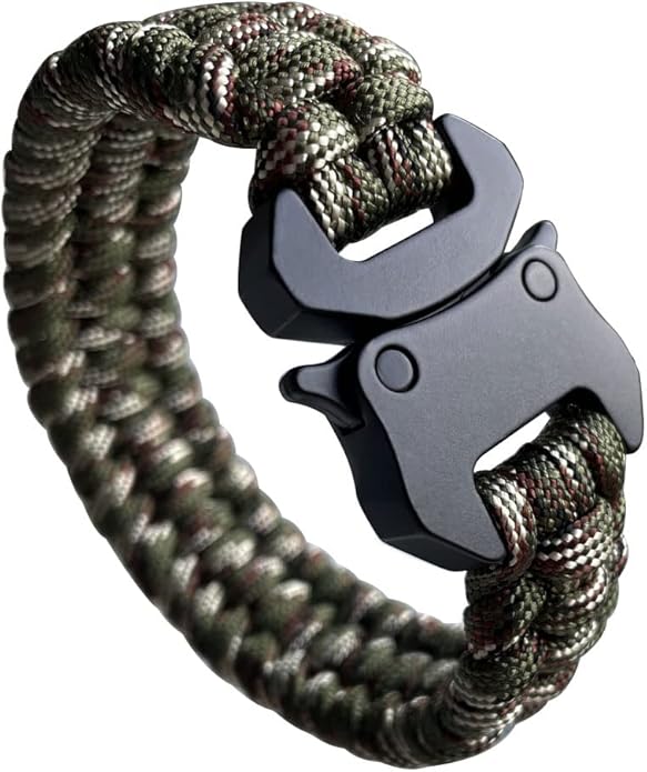 Parachute Cord Bracelets Trilobite Weaved Paracord Bracelet with Side Release Buckle 8.7 inch Black Bracelet for Men Women 1 Set