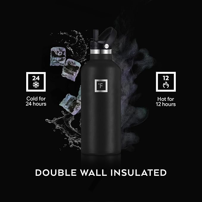 IRON °FLASK Camping & Hiking Hydration Flask with Straw, BPA-Free Insulated Stainless Steel Sports Water Bottle - 24 oz Burgundy
