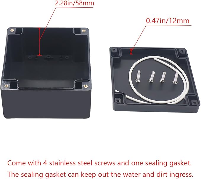 Project Box IP65 Waterproof Junction Box ABS Plastic Black Electrical Boxes DIY Electronic Project Case Power Enclosure 4.72x4.72x2.95 inch (120x120x75mm)