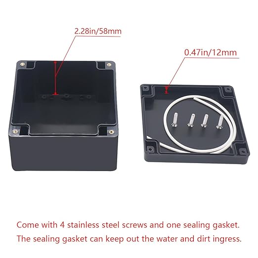 Junction Box IP65 Waterproof ABS Plastic Electrical Project Case Power Junction Boxes, Project Box with 4 PCS M16 Cable Glands 4.72x4.72x2.95 inch (120x120x75mm)