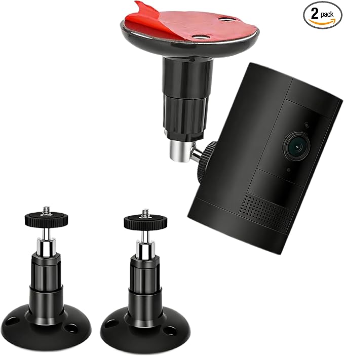 2 Pack Adjustable Security Wall Mount for Ring Stick Up Cam & Ring Outdoor Cam Plus, Indoor Outdoor Mount Bracket for Arlo HD/2/3/4, Ceiling Mount Kit, VHB Adhesive or Screw, No Drill