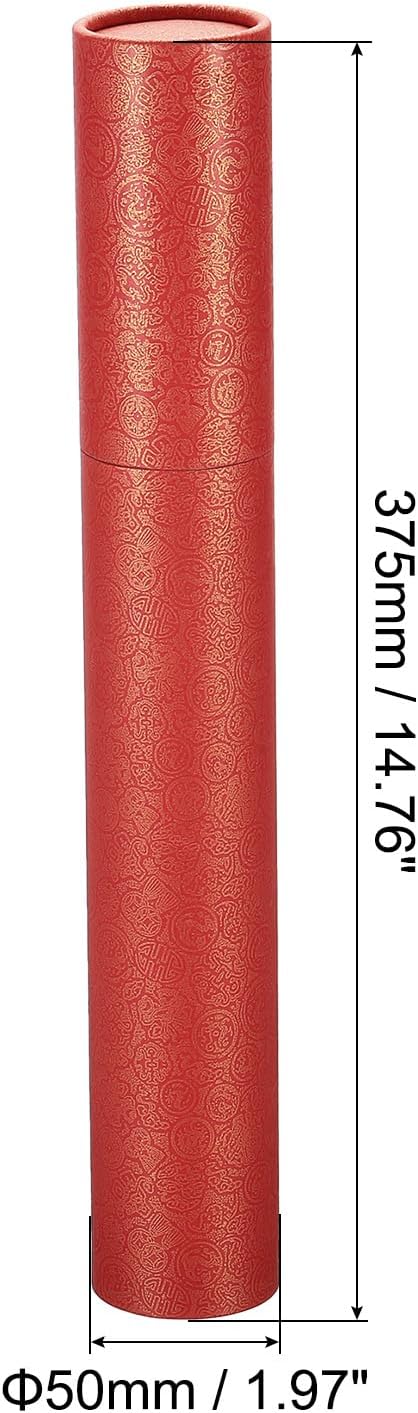 PATIKIL 2 Inch x 15 Inch Poster Tube, 1Pcs Photo Storage Tube Portable Shipping Mailing Tubes Calligraphy Painting Tubes Round Carrying Case for Storing Paper Art Map Documents, Red