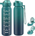 SLUXKE Insulated water bottle with Straw and Chug Lids, 18/10 Stainless Steel 24oz Water Bottle BPA Free, Double Wall Vacuum Wide Mouth Insulated Water Bottle for Men, Women & Kids BLUE BLUE