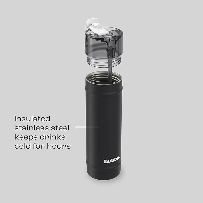 bubba 24 oz Dualsip Insulated Stainless Steel Water Bottle with Straw - Reusable, Leakproof, Lightweight, Dishwasher Safe, Lead-Free and BPA-Free, Office Siren