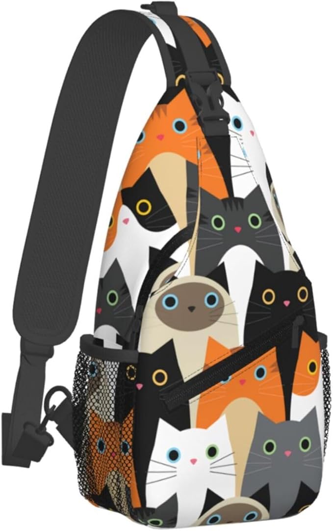 Cute Cats Sling Bag For Women Men Fashion Print Backpack Crossbody Shoulder Bag Sling Backpack Chest Bag Travel Hiking Casual Sport Daypack
