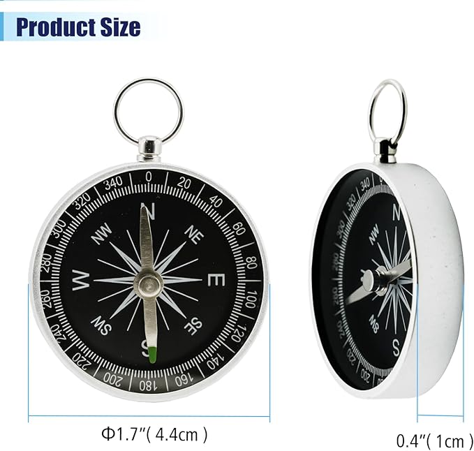 Pocket Compass, 2 Pieces Mini Compass with Key Ring, Suitable for Hiking Survival, Mountaineering Camping, Outdoor Adventure Party Navigation Tools