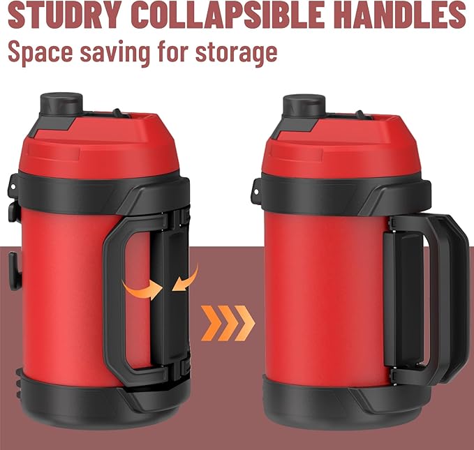 Zukro 1 Gallon Water Jug, One Gallon Large Triple Wall Insulated Metal Jug With Straw and Spout, No Sweat 128 oz Stainless Steel Sport Water Bottle Keeps Cold 48 Hours for Outdoors, Coal