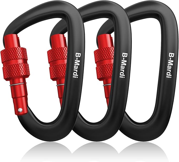 B-Mardi Carabiner Clips Heavy Duty 12kN (2697 lbs)-Lightweight Locking Carabiners for Camping, Hiking, Hammock, Dog Leash Harness, Outdoor and Gym etc, Keychains& Utility