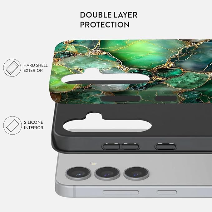 Compatible for Samsung Galaxy A37 5G Case, Dual Layer Heavy Duty 2 in 1 Shockproof Protective Phone Case,Green Onyx with Gold Veins Print
