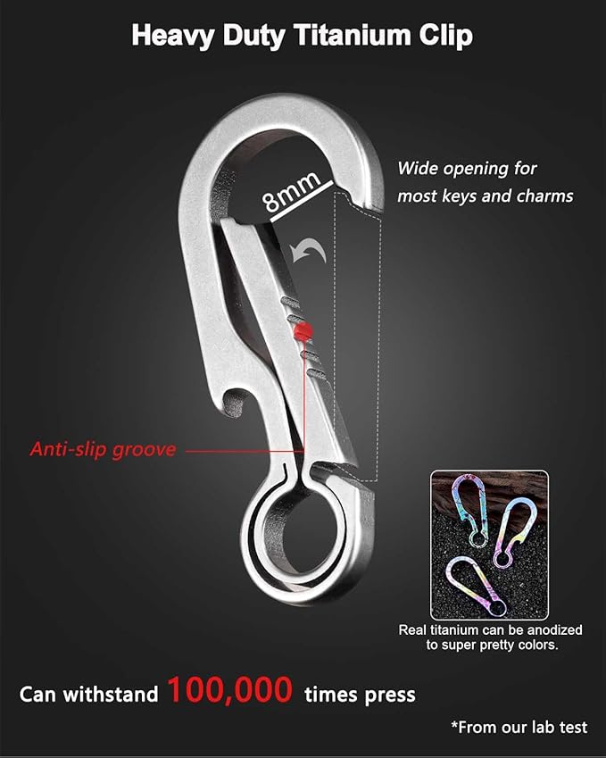 PJYTAC Key Chain Clip Titanium Carabiner Keychain Quick Release Carabiner for Keys Titanium Key Rings Heavy Duty