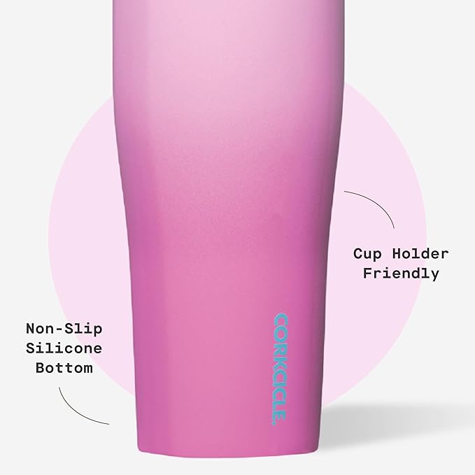 Corkcicle Go Cup XL - Leak-Proof Travel Tumbler - Triple Insulated Stainless Steel Water Bottle - Easy-Carry Handle - Summer Drinkware Gift - Keeps Drinks Ice Cold - 30 oz - Pink Pop
