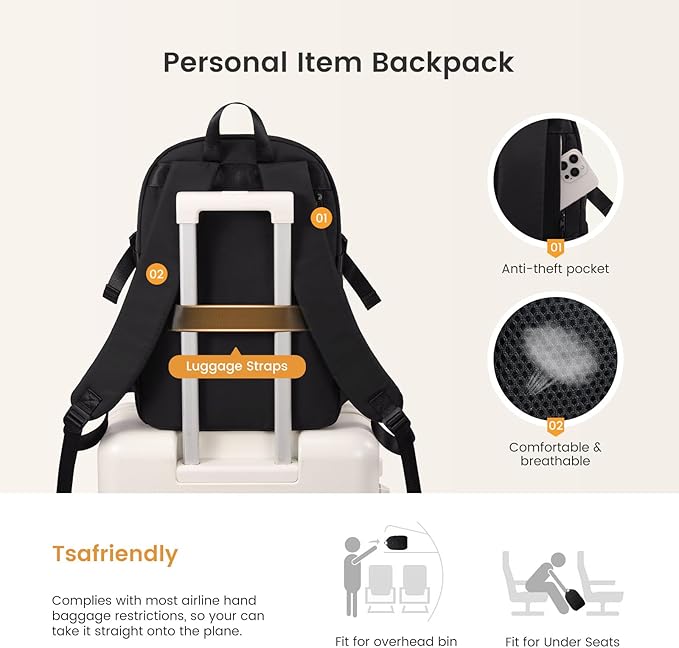 LOVEVOOK Everyday Backpack for Women, Chic Versatile Backpack with Water Bottle Pocket, Lightweight Waterproof Casual Daypack for City Work Commute, College, Travel & Gifts, Black