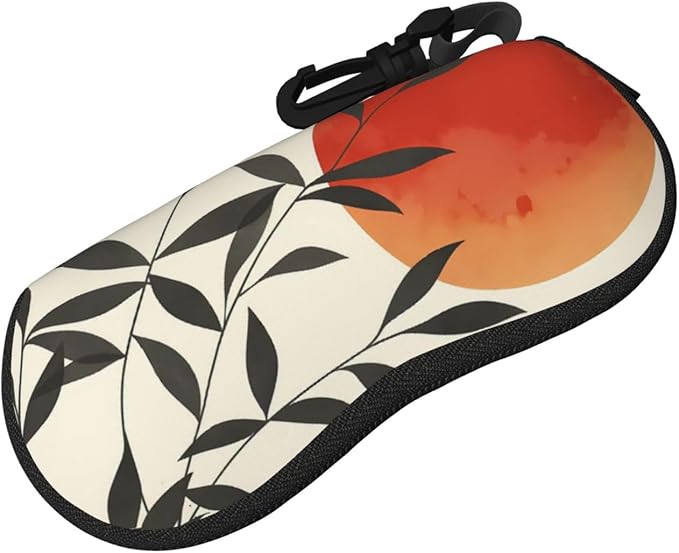 Watercolor Orca Whale Glasses Case Neoprene Portable Zipper Eyeglass Bag With Hook