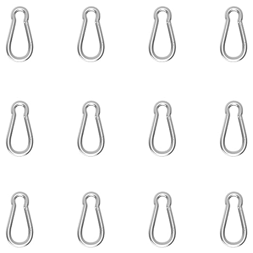 Carabiner, Heavy Duty Galvanized Steel Spring Snap Hook Carabiner Clips with 110LBS Holding Capacity, Ideal for Outdoor, Hammock, Swing and Travel (M4 1.6Inch, 12PCS)
