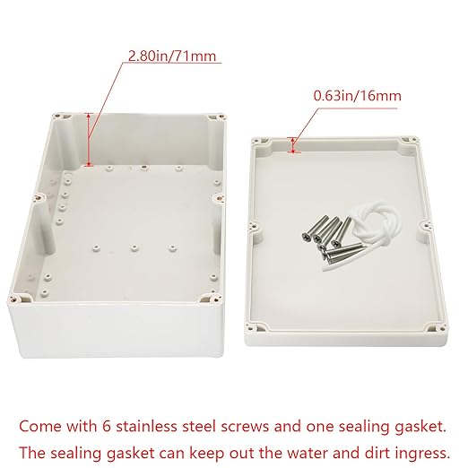 Project Box IP65 Waterproof Junction Box ABS Plastic Electrical Boxes DIY Electronic Project Case Power Enclosure White 10.35x7.17x3.74 inch (263 x 182 x95 mm)
