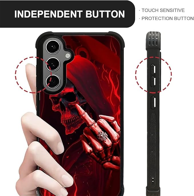 for Samsung Galaxy S24 S25 Plus Case, Gestures Funny Skull Pattern Graphic Design Girl Boy Soft Silicone Hard Acrylic Shock Protection for Samsung Galaxy S24 S25 Plus