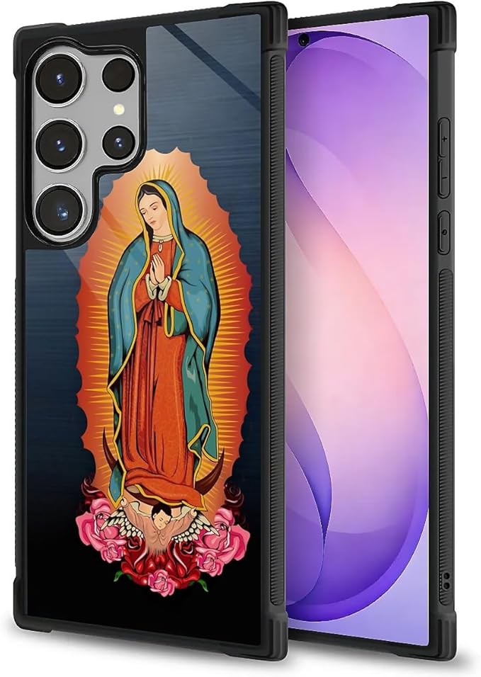 for Samsung Galaxy S26 Ultra Case,Graphic Design for Girl Boy Soft Silicone Hard Acrylic Shock Protection Designed for Samsung Galaxy S26 Ultra Red Virgen Guadalupe Pattern