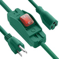 Outdoor Waterproof On/Off Switch Extension Cord, Heavy Duty 125v/250v Black SJTW Cord (6 Ft, Green)