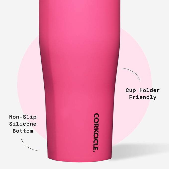 Corkcicle Go Cup XL - Leak-Proof Travel Tumbler - Triple Insulated Stainless Steel Water Bottle - Easy-Carry Handle - Summer Drinkware Gift - Keeps Drinks Ice Cold - 30 oz - Dragonfruit