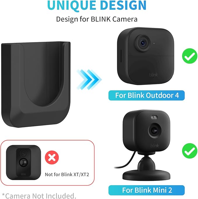 3 Blink Camera No Drill Wall Mount Bracket for Blink Outdoor 4 /2k / Blink Mini 2 with 1 Outlet Wall Mount for Blink Sync Module Core, No Screw Adhesive Camera Mount for Blink (Camera Not Included)