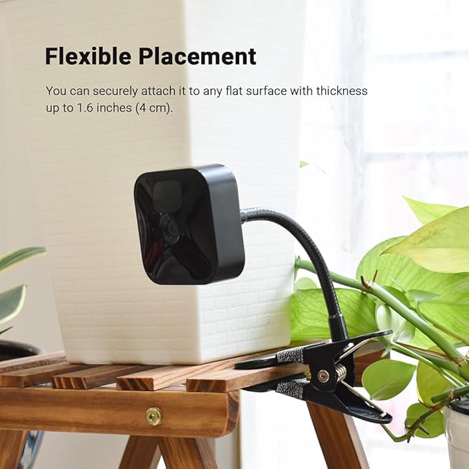 Holicfun Clip Mount for Ring, Blink, Eufy, Google Nest, Wyze, and Arlo Indoor Outdoor Cameras, 15cm Gooseneck Arm, Flexible Adjustment, Strong Clamp, White, 2-Pack
