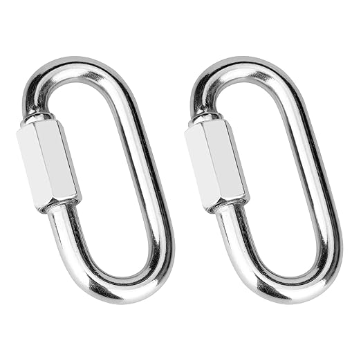 2 Pcs 3 Inch 316 Heavy Duty Stainless Steel Screw Chain Quick Links, 1540LB Capacity Carabiner Connector for Camping Outdoor Equipment Locking Hammocks Harness Leash