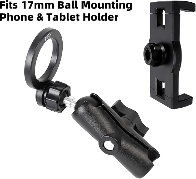 1 inch to 17mm Ball Adapter with 3.54" Medium Double Socket Arm, Compatible with RAM B Size Mounts, Fits Garmin GPS Mount and 17mm Swivel Ball Mounting Phone Holders