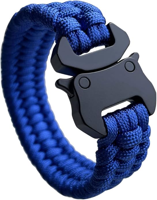 Parachute Cord Bracelets Trilobite Weaved Paracord Bracelet with Side Release Buckle 8.7 inch Black Bracelet for Men Women 1 Set