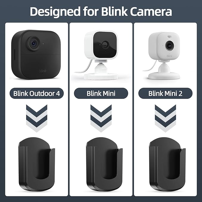 Blink Camera Mount, 3 Pack Adhesive Wall Mount Bracket for Blink Outdoor 4/Indoor/Mini/Mini 2, No Drill, Black