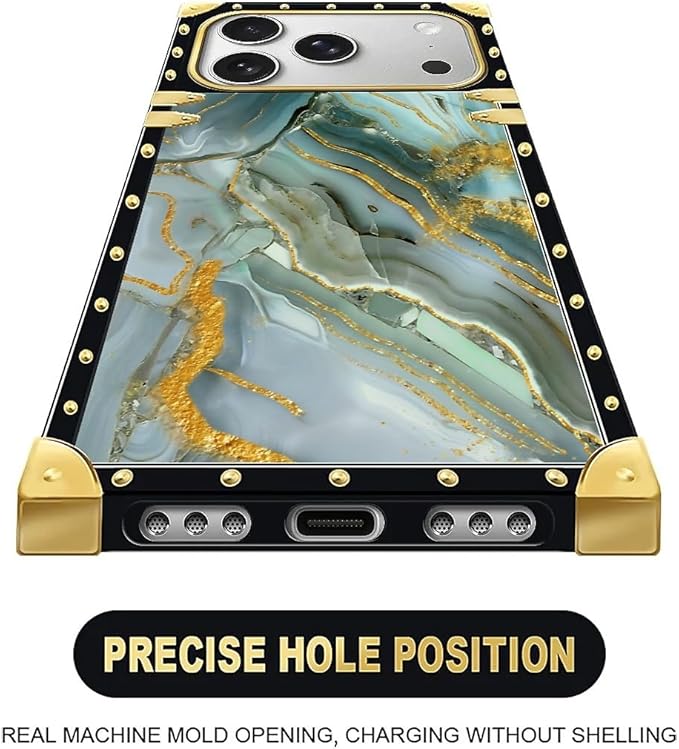 for iPhone 17 Pro Case Luxury Golden Decoration for Girl Women Soft TPU Shockproof Protective Hard PC Back for iPhone 17 Pro Crazy Pattern Golden Texture Marble Veining