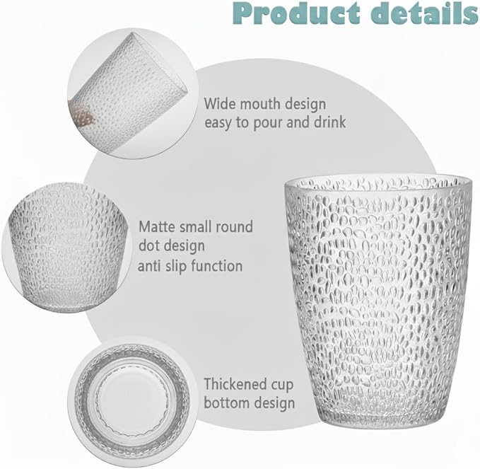 Clear Plastic Drinking Glasses, Reusable Acrylic Drinking Cups, Stackable Glasses Drinkware, Unbreakable Water Tumblers for Bars Christmas Juice, BPA Free, Dishwasher Safe (Clear)