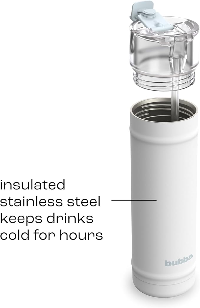 bubba 24 oz Dualsip Insulated Stainless Steel Water Bottle with Straw - Reusable, Leakproof, Lightweight, Dishwasher Safe, Lead-Free and BPA-Free, Fresh Kicks